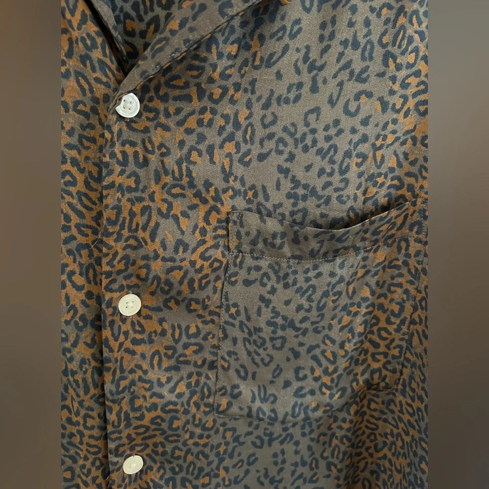 All Saints silk Brown Leopard Pattern Shirt - Picture 6 of 8